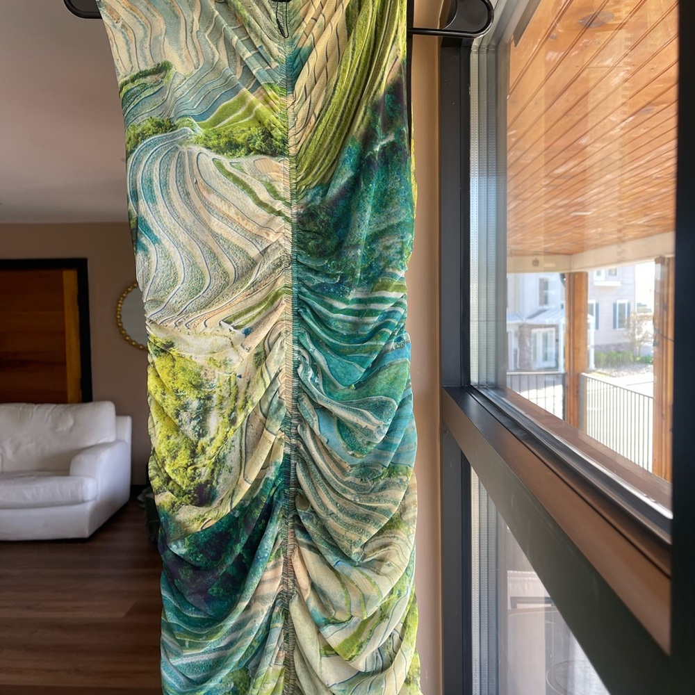 Zara Green Ruched Sleeveless Mini Dress - Picture 6 of 7